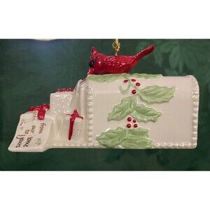 Lenox Porcelain Gifts and Greetings Christmas Ornament Mailbox w/Cardinal & Box